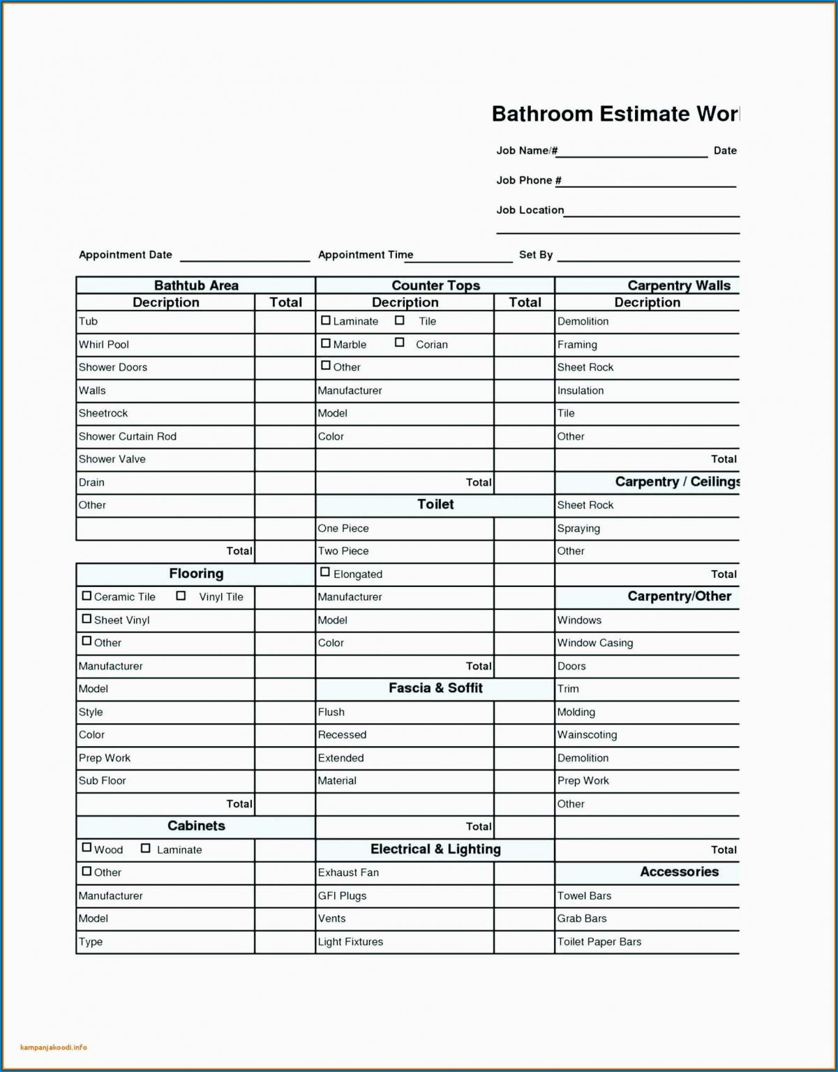 √ Free Printable Bathroom Remodel Checklist Template Checklist Templates