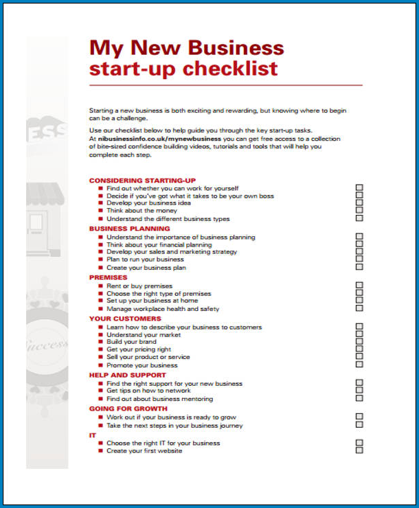 Business Checklist Template Example