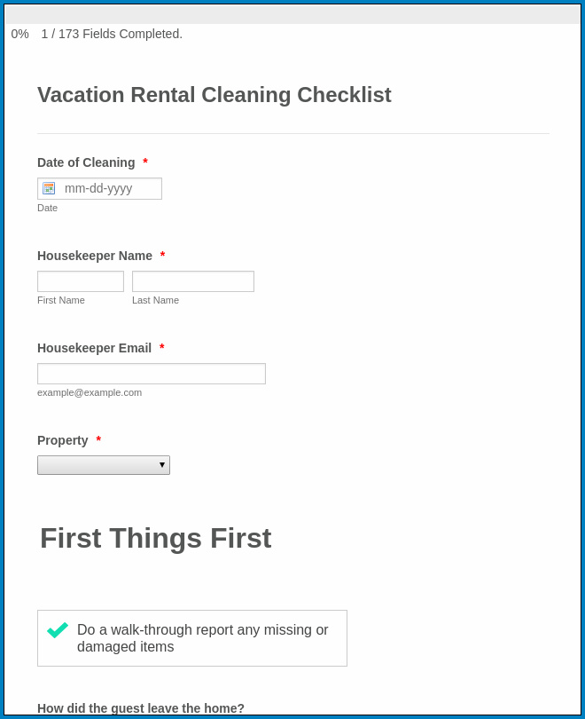 Checklist Template For Vacation Rental Example