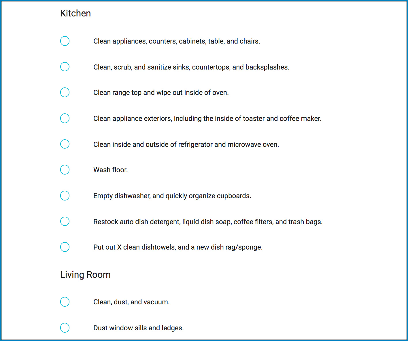 Checklist Template For Vacation Rental Sample