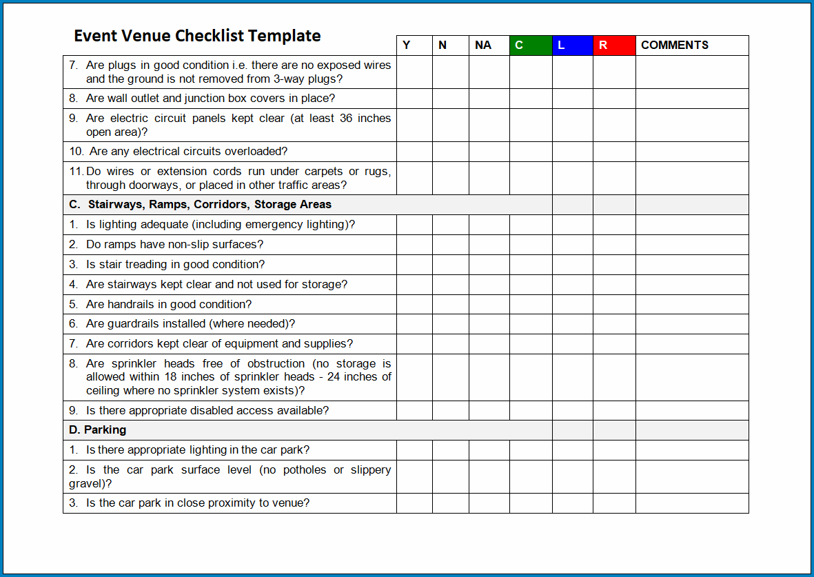 Free Printable Event Venue Checklist Template