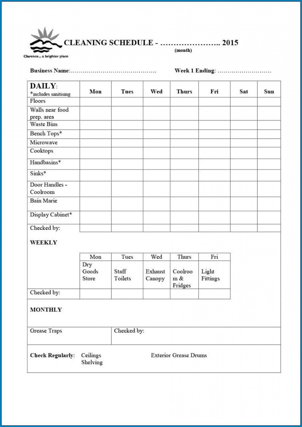 √ Free Printable Cleaner Checklist Template | Checklist Templates