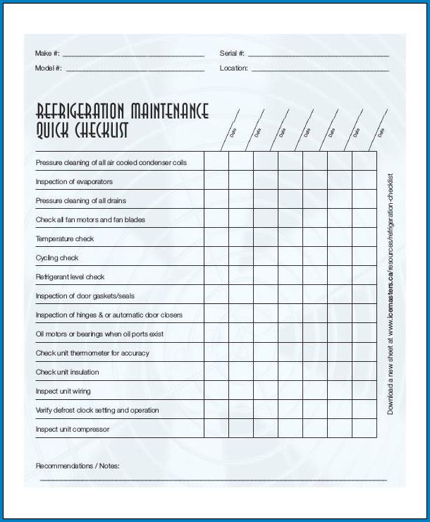 Example of Equipment Checklist Template