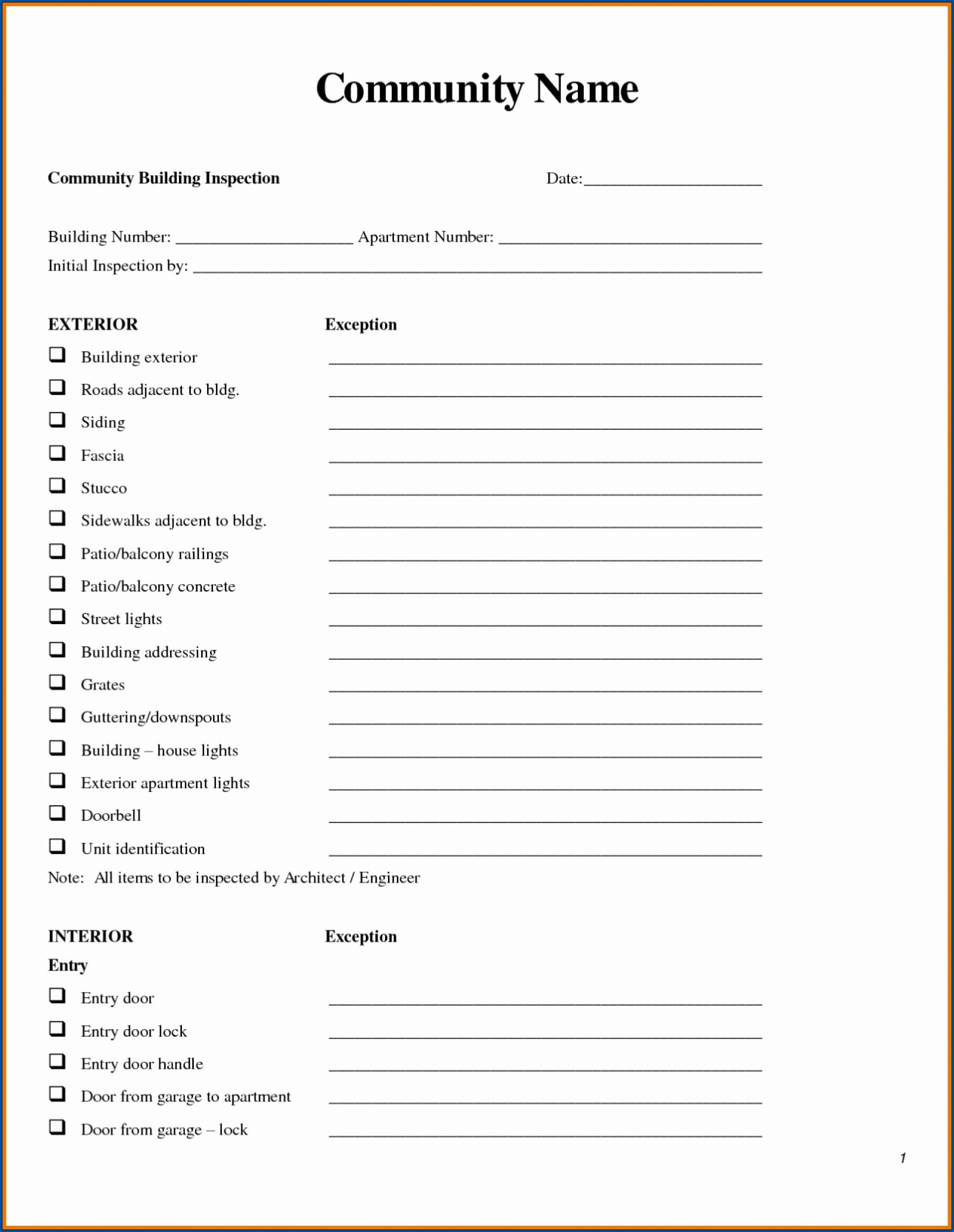 Example of Real Estate Checklist Template