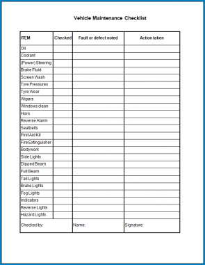 √ Free Printable Maintenance Checklist Template | Checklist Templates