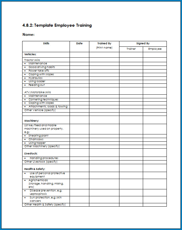 Free Printable New Employee Training Checklist Template