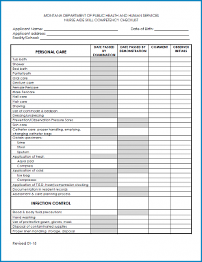 √ Free Printable Nurse Skills Checklist Template | Checklist Templates