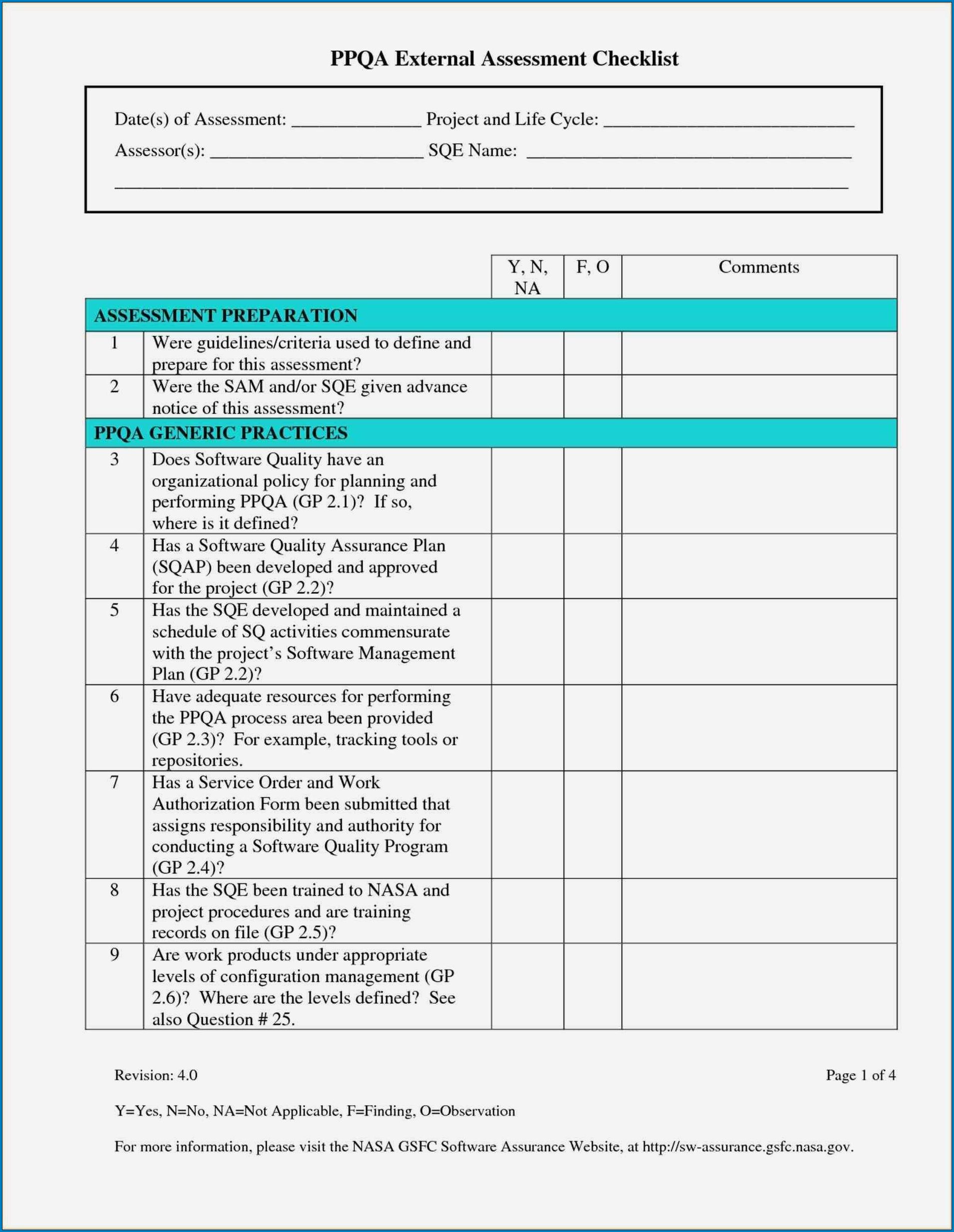 Project Management Checklist Template Sample