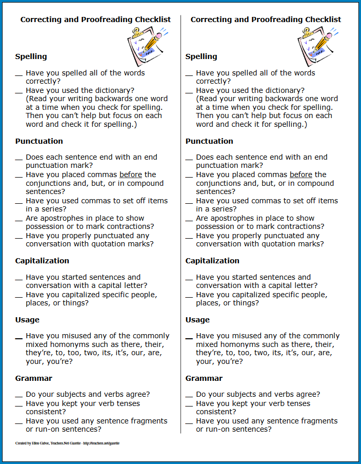 Proofreading Checklist Template Sample