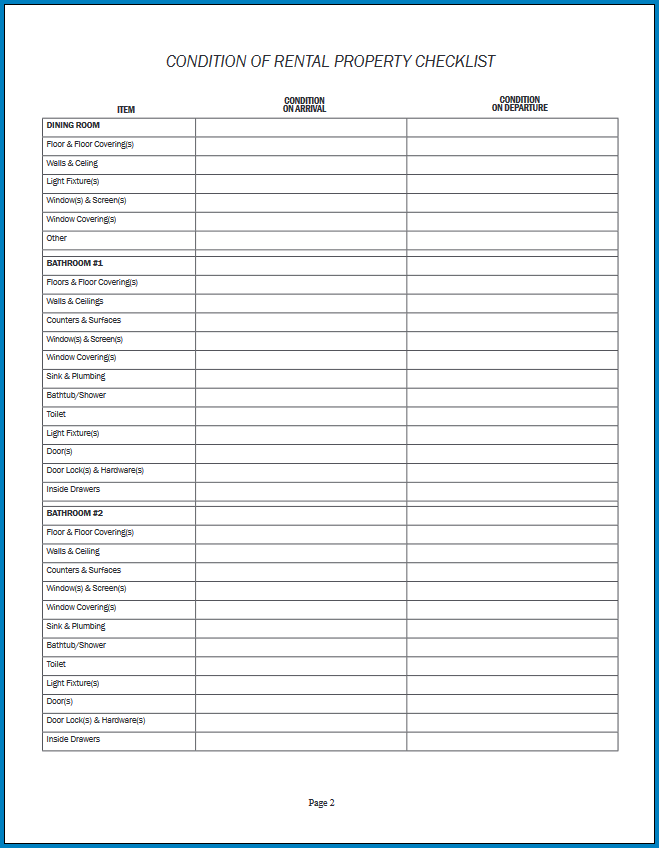 Free Printable Property Inspection Checklist Template