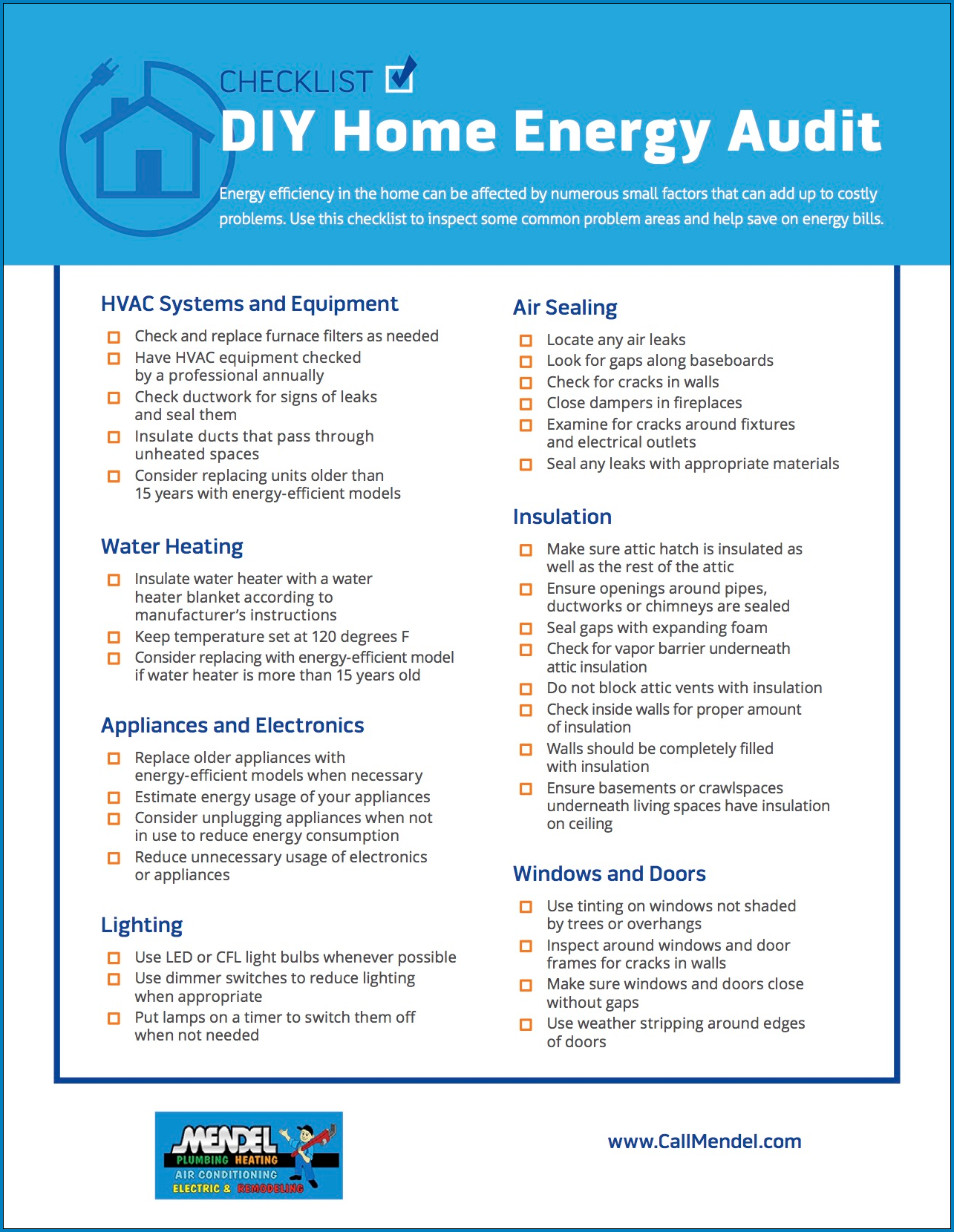 Residential Energy Audit Checklist Template Sample