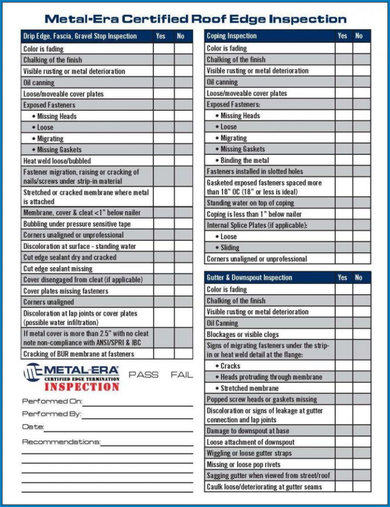 √ Free Printable Roofing Checklist Template | Checklist Templates