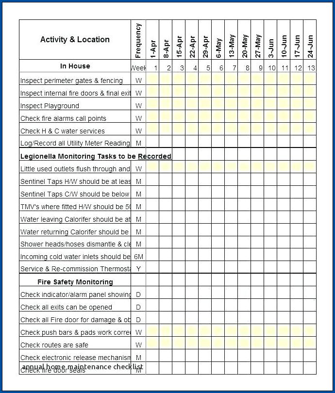 Sample of Equipment Preventive Maintenance Checklist Template