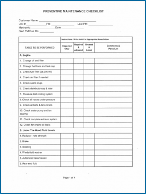 √ Free Printable Maintenance Checklist Template | Checklist Templates