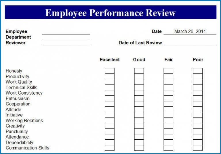 √ Free Printable Performance Review Checklist Template Checklist