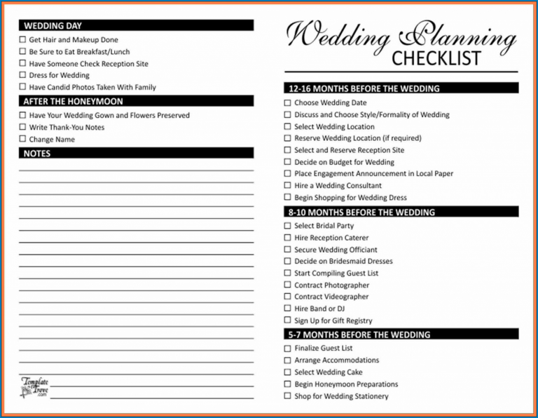 √ Free Printable Wedding Checklist Template Excel | Checklist Templates