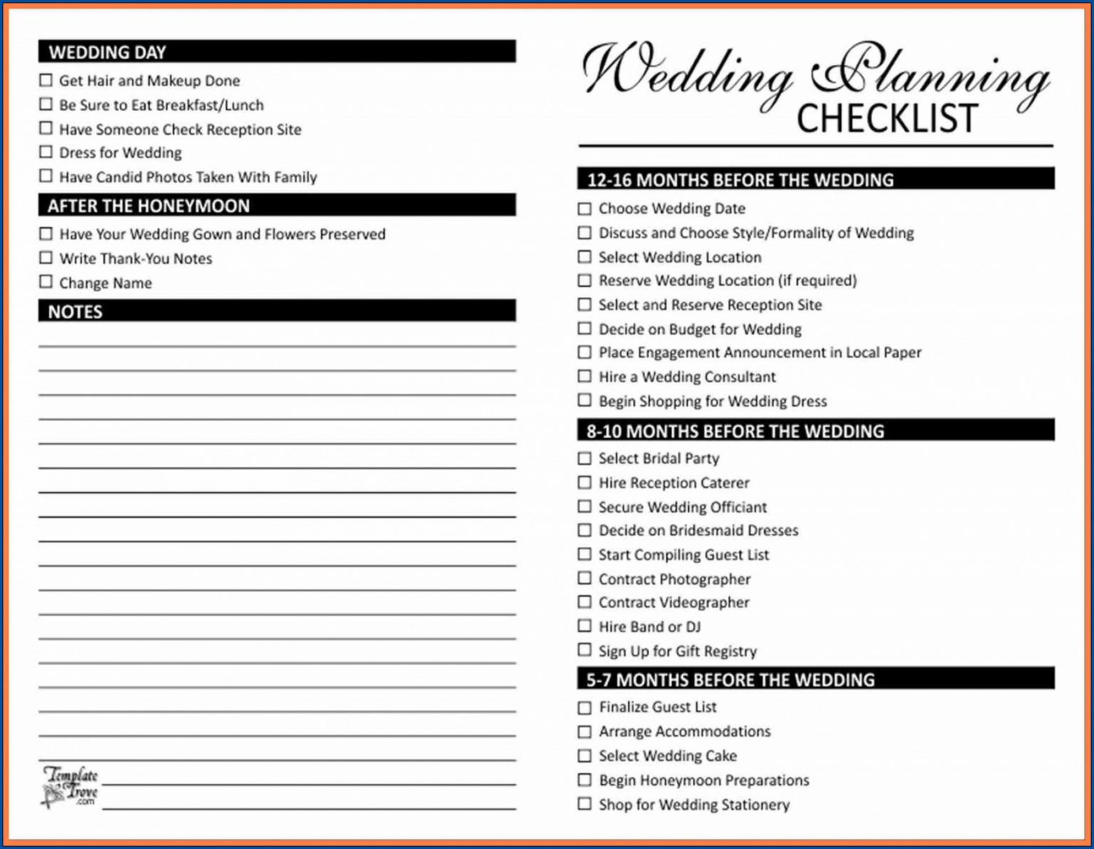 √ Free Printable Wedding Checklist Template | Checklist Templates